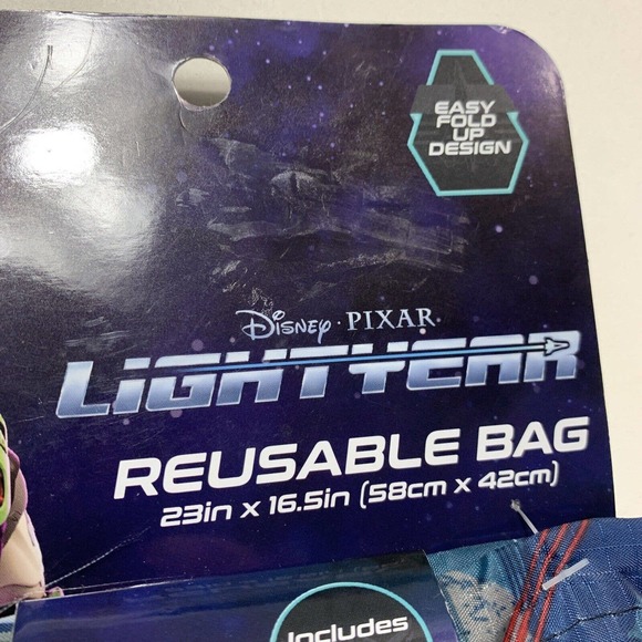 Disney Pixar LIGHTYEAR Reusable Grocery Bag 23" x 16.5" Pocket Easy Fold Up (B) - Picture 3 of 6